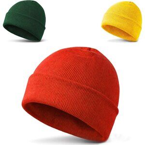 Men's 3-pack Red Yellow Green Spring Summer Autumn Winter Slouchy Beanies Hats